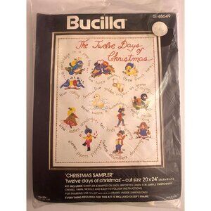 NOS Bucilla Twelve Days Of Christmas Embroidery Kit 48649 20x24" Linen Holiday